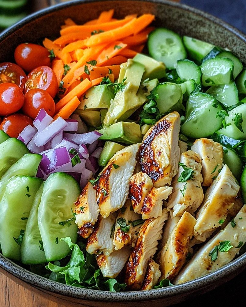 Bunte Salat Bowl mit Avocado, Hähnchen und Knoblauchdressing – Schritt 1