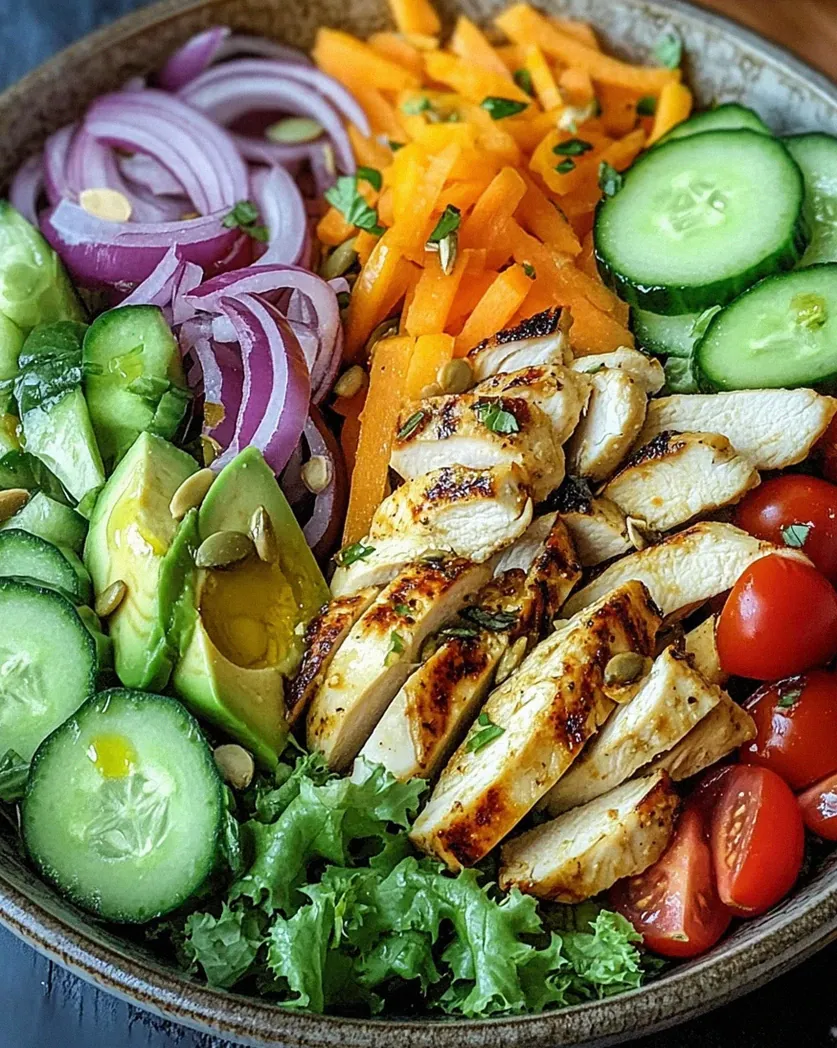 Bunte Salat Bowl mit Avocado, Hähnchen und Knoblauchdressing – Schritt 2
