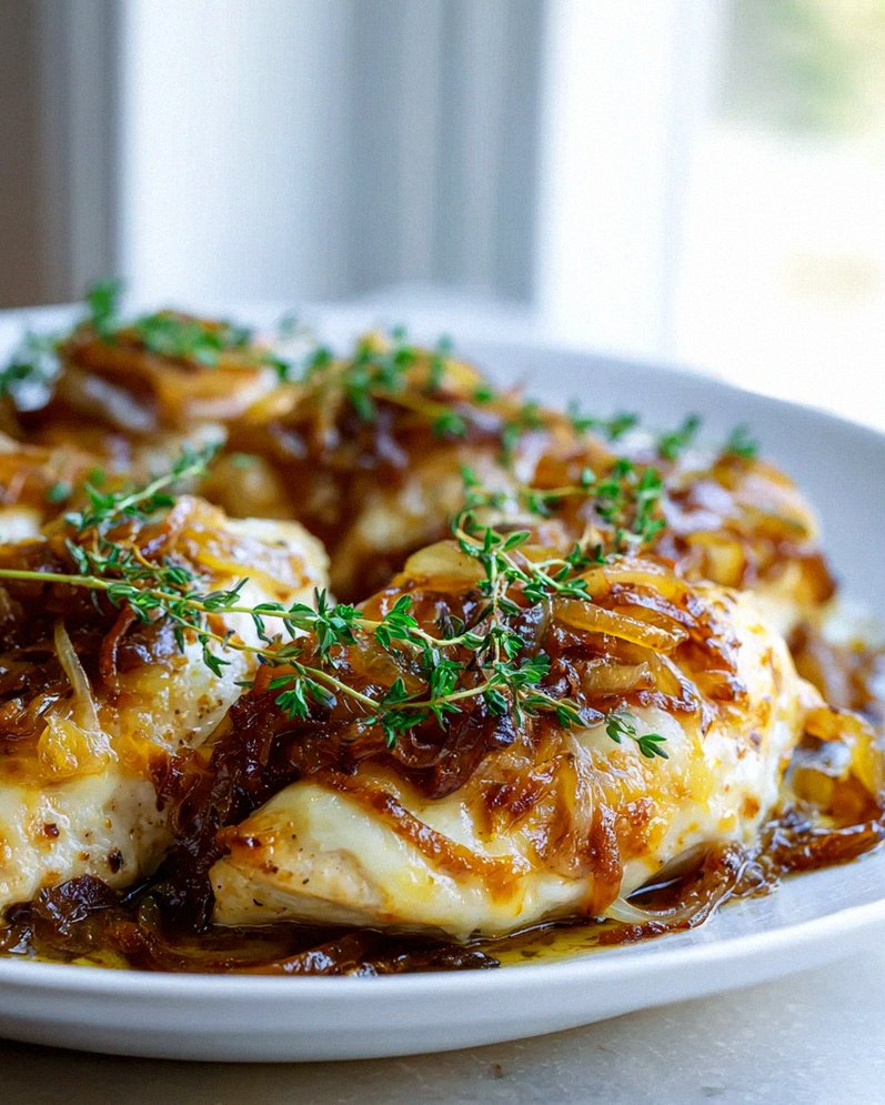 Französische Zwiebel-Hähnchenpfanne mit geschmolzenem Gruyère – Schritt 1