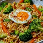 Gebratene Nudeln mit Gemüse und Ei - asiatisch