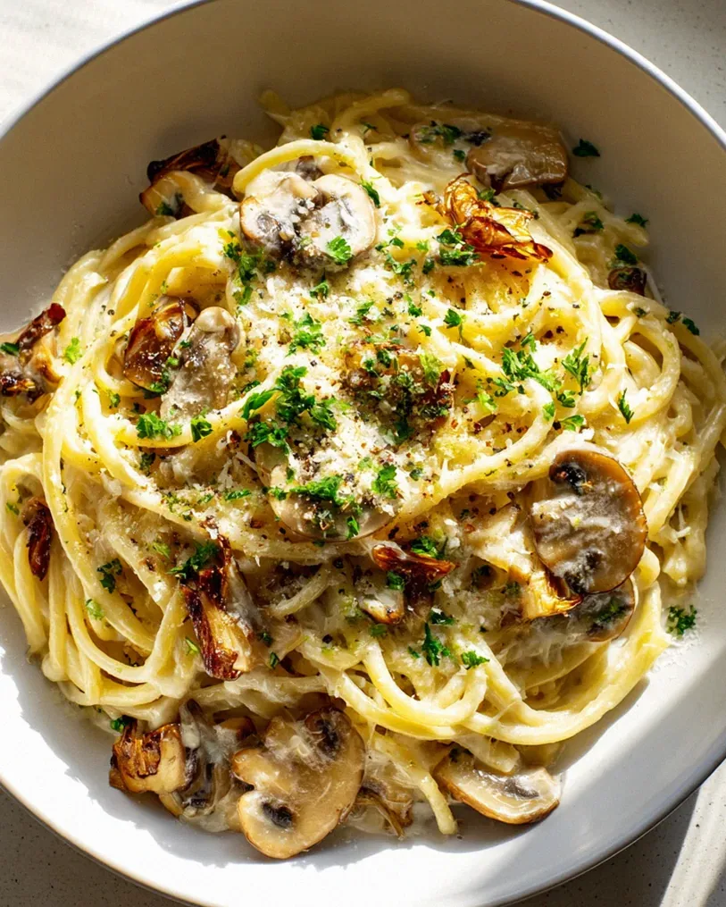 Karamellisierte Lauch-Muschroom-Gruyère-Pasta mit Knoblauchbutter – Schritt 1