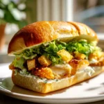 Knuspriges Hähnchen Caesar Sandwich mit Croutons genießen!