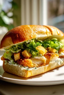 Knuspriges Hähnchen Caesar Sandwich mit Croutons genießen!