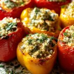 Leckere gefüllte Paprika vegetarisch mit Reis und Feta Rezept