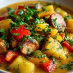 Leckeres Kartoffelgulasch mit Geflügelwürstchen Rezept