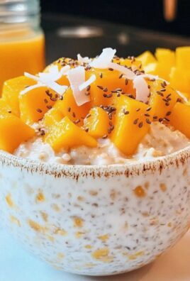 Mango-Kokosnuss-Übernacht-Haferflocken für jeden Morgen