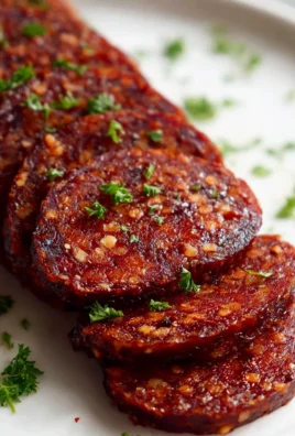 Ofen gebackene vegane Rindfleisch-Putensalami mit Traubensaft