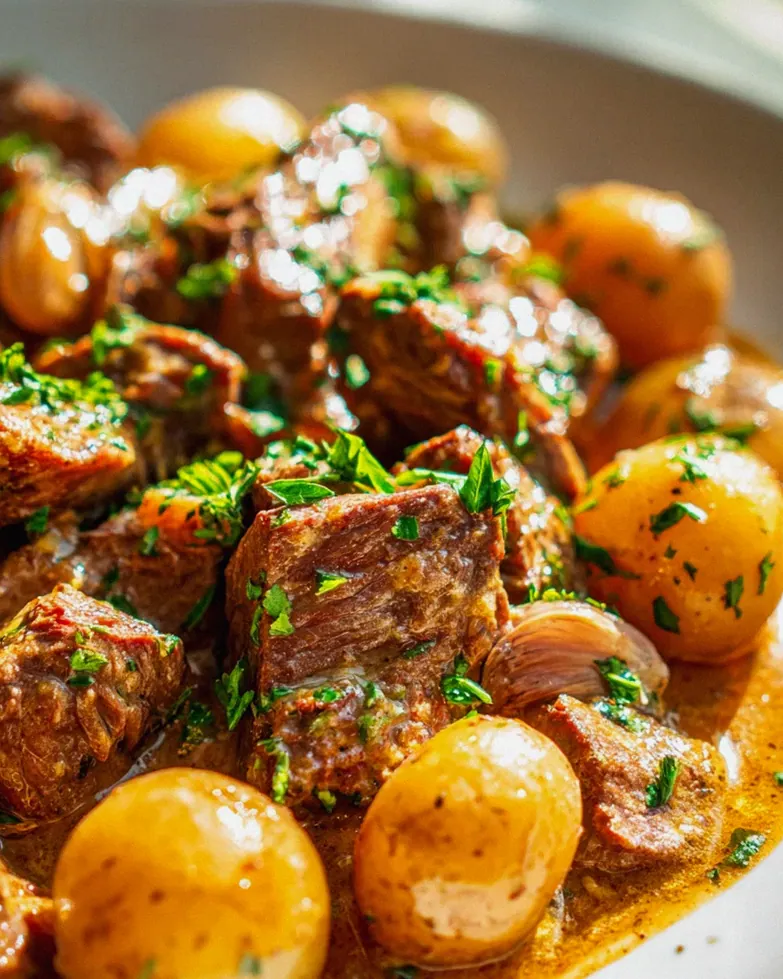 One Pot Slow Cooker Knoblauchbutter-Rindfleisch mit Kartoffeln – Schritt 1