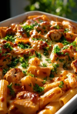 Sheet Pan Honig Knoblauch BBQ Hühnchen Pasta Auflauf Rezept