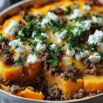 Süßkartoffel-Hackfleisch-Auflauf mit Feta