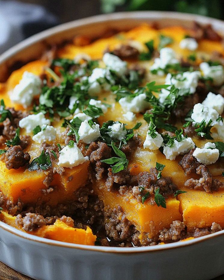 Süßkartoffel-Hackfleisch-Auflauf mit Feta – Schritt 1