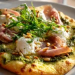 Unglaubliches Pesto Beef turkey ham Burrata Flatbread Rezept