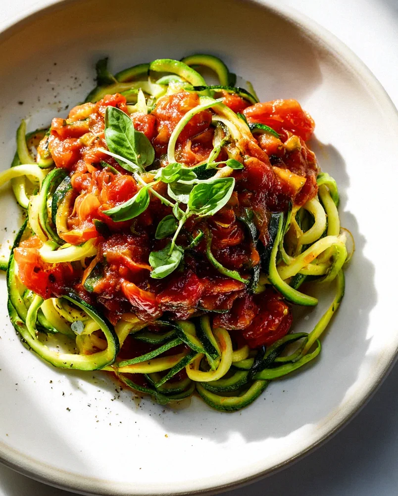 Zucchini Nudeln mit Tomaten-Basilikum Sauce – Gesund & Lecker! – Schritt 1